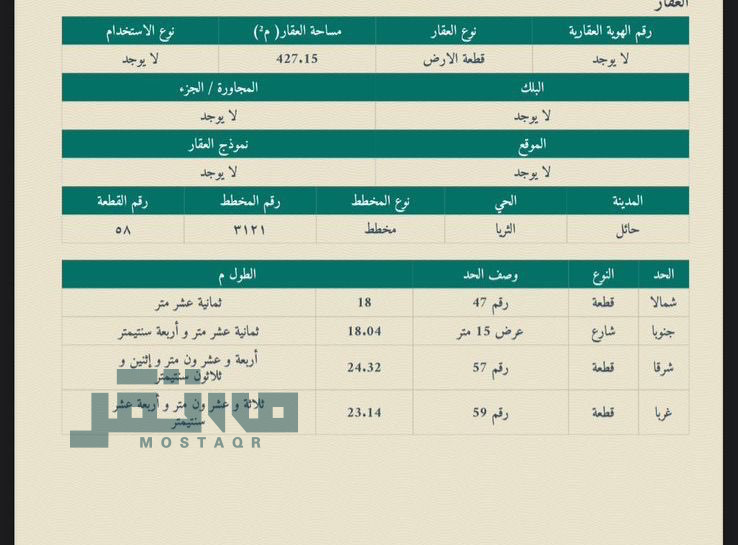 أرض للبيع في حي قفار حائل — صورة 2